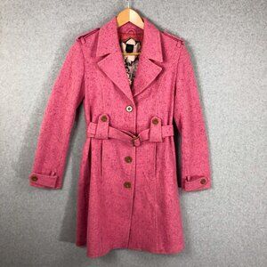Vintage Y2K Express 100% Wool Pink Trenchcoat Tweed Italian Size Small